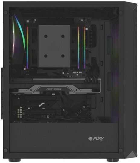 Natec Fury Shobo SH4F Gaming Midi Tower Κουτί Υπολογιστή με Πλαϊνό Παράθυρο και RGB Φωτισμό Μαύρο