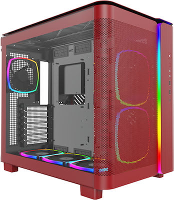 Montech King 95 Pro Midi Tower Computer Case with Window Panel Red