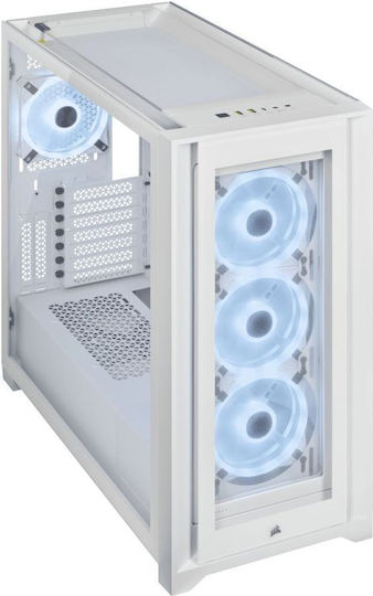 Corsair iCUE 5000X RGB QL Gaming Midi Tower Computer Case with Side Window White