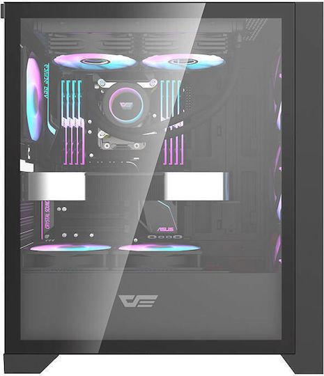 Darkflash DRX70 Mesh Геймърско бюро Midi Tower Компютърна кутия със страничен прозорец и RGB осветление Черен