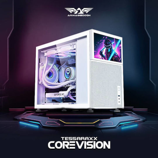 Armaggeddon Tessaraxx Corevision Gaming Middle Tower Carcasă Calculator cu Fereastră Laterală Alb