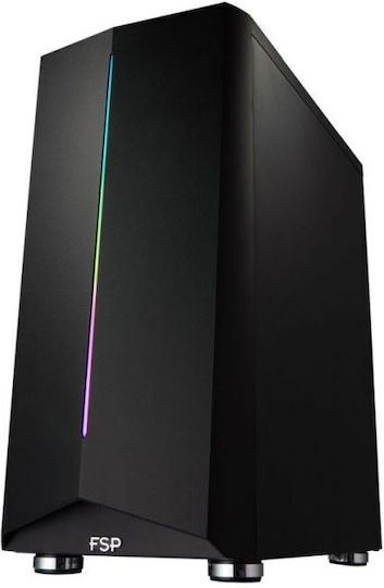 FSP/Fortron CMT151 Gaming Midi Tower Κουτί Υπολογιστή με Πλαϊνό Παράθυρο και RGB Φωτισμό Μαύρο