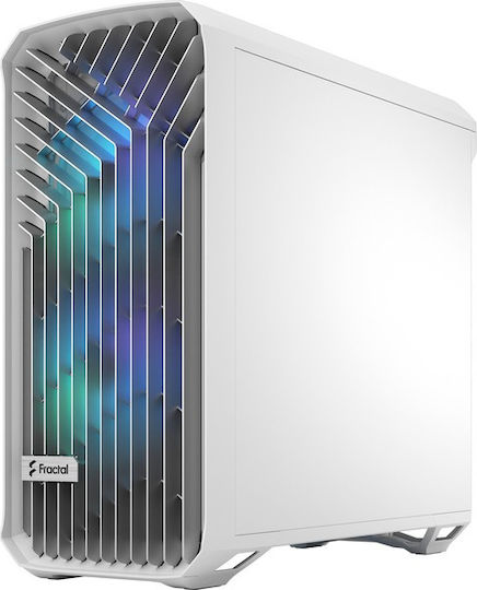 Fractal Design Torrent Gaming Midi Tower Κουτί Υπολογιστή με Πλαϊνό Παράθυρο και RGB Φωτισμό White RGB TG Clear
