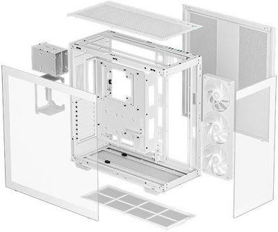 Deepcool CH780 Гейминг Пълна кула Компютърна кутия със странично прозорче и RGB осветление Бял