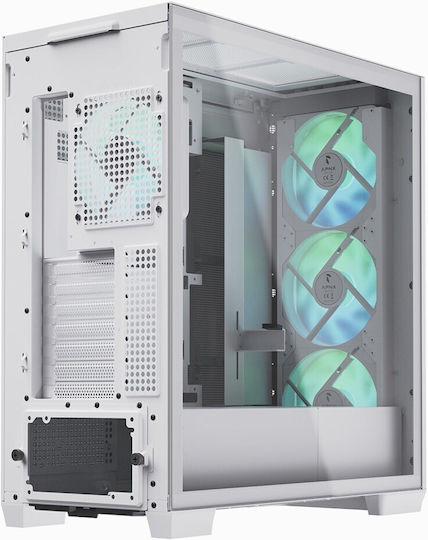 APNX C1 Gaming Midi Tower Κουτί Υπολογιστή με Πλαϊνό Παράθυρο και RGB Φωτισμό Λευκό