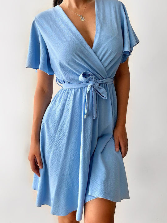 Carol Light Blue Dress with Belt