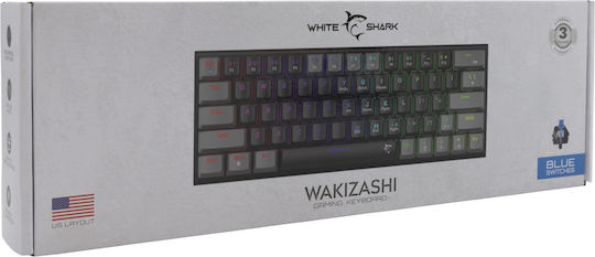 White Shark WAKIZASHI Gaming Mechanische Tastatur mit Benutzerdefiniert Blau Schaltern und RGB-Beleuchtung (Englisch US) Black/Grey