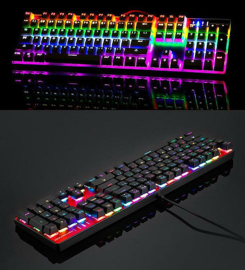 Motospeed Inflictor CK104 Гейминг Механична Клавиатура с Outemu Blue Превключватели и RGB Осветление (Английски US)