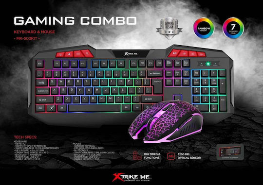 Marvo MK-503 Gaming Keyboard Set with RGB lighting & Mouse (English US)