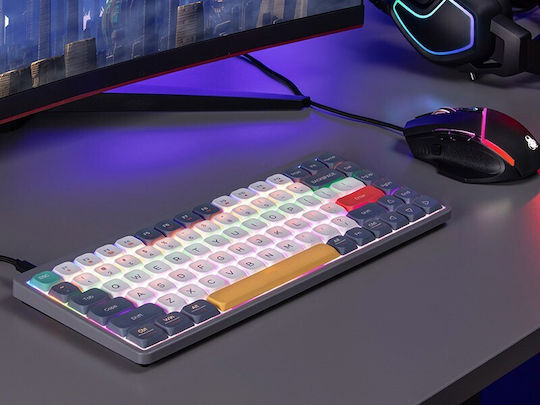 Tracer FINA 84 Gaming Μηχανικό Πληκτρολόγιο 75% με Outemu Red διακόπτες και RGB φωτισμό (Αγγλικό US) Γκρι
