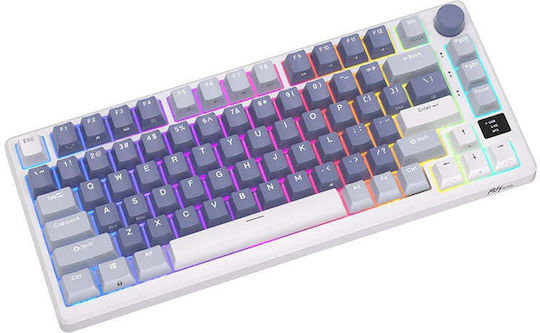 Royal Kludge RKM75 Ασύρματο Gaming Μηχανικό Πληκτρολόγιο 75% με Custom Blue διακόπτες και RGB φωτισμό (Αγγλικό US) Λευκό
