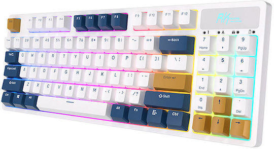 Royal Kludge RK89 Tastatură Mecanică De Gaming Fără Fir Cu Iluminare RGB Engleză SUA Albă