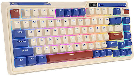 Royal Kludge K75 pro Fără fir Gaming Tastatură Mecanică 75% cu Custom Blue comutatoare și iluminare RGB (Engleză US) Gri