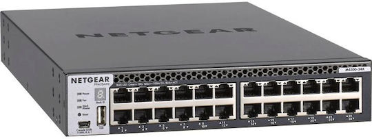 NetGear M4300-24x Comutator Gestionat L3 PoE+ cu 24 Porturi Gigabit (10Gbps) Ethernet și 4 Porturi SFP