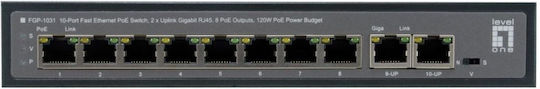 Level One FGP-1031 Unverwaltet L2 PoE+ Switch mit 8 Ports Gigabit (1Gbps) Ethernet