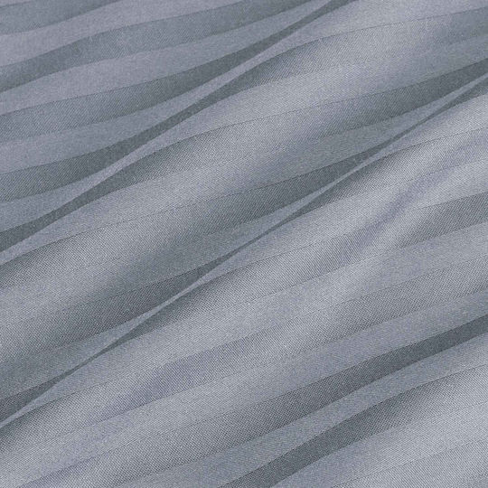 Satin Cotton Pillowcase Striped Anthracite/50x60