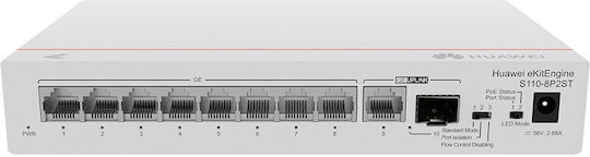 Huawei eKitEngine S110-8P2ST Неуправляем L2 PoE+ Switch с 8 Портове Ethernet и 1 SFP Порт