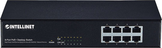 Intellinet 560764 Fast Ethernet PoE+ Switch Unmanaged L2 PoE+ Switch with 8 Ethernet Ports