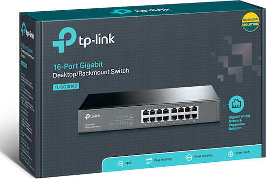 TP-LINK TL-SG1016D v8 Unverwaltet L2 Switch mit 16 Ports Gigabit (1Gbps) Ethernet