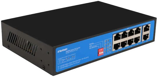 Ewind Unmanaged L2 PoE+ Switch with 10 Gigabit (1Gbps) Ethernet Ports