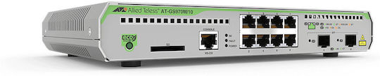 Allied Telesis GS970M/10 Managed L3 Switch with 8 Gigabit (1Gbps) Ethernet Ports and 2 SFP Ports