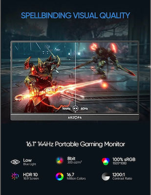 Arzopa G1 Game IPS Monitor portabil 16.1" FHD 1920x1080 144Hz