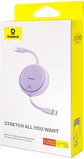 Baseus Free2Draw Retractable USB 2.0 Cable USB-C male - USB-C 100W PD Μωβ 1m P10364500511-00