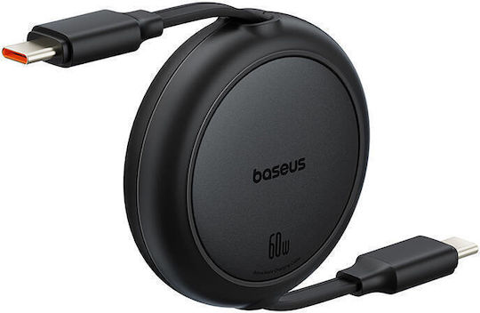 Baseus Mini Retractable USB 2.0 Cable USB-C male - USB-C 60W PD Μαύρο 1m P10364500111-01