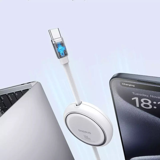 Baseus Free2Draw Retractable USB 2.0 Cable USB-C Male - USB-C 100W PD White 1m P10364500211-00