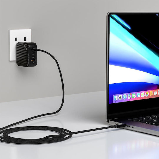 INVZI Braided USB 3.2 Video Cable USB-C male - USB-C 100W PD Μαύρο 2m