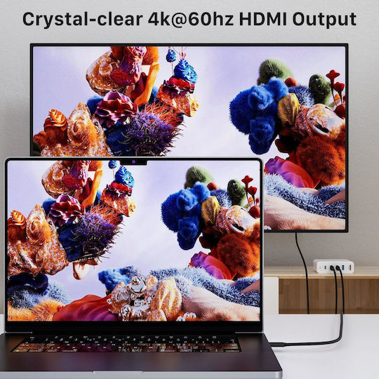 INVZI Braided USB 3.2 Video Cable USB-C male - USB-C 100W PD Μαύρο 2m