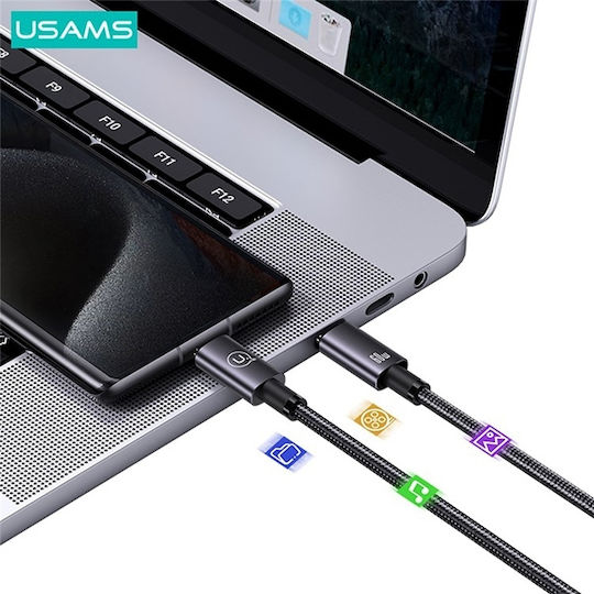 Usams USB 2.0 Cable USB-C male - USB-C 60W Γκρι 0.25m US-SJ678