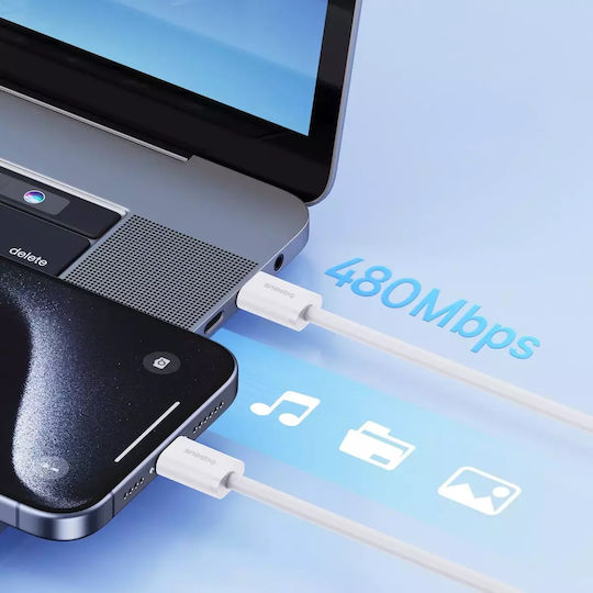 Baseus Superior Series 2 USB 2.0 Кабел USB-C Мъжки - USB-C 30W PD Бял 2m P10365200211-01