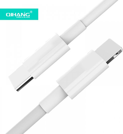 QIHANG QH-C41 Regular USB 3.2 Cablu USB-C bărbătesc - USB-C 30W Alb 1.5m