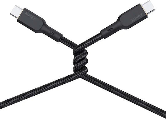 Aukey Braided USB 2.0 Cable USB-C male - USB-C 100W PD Μαύρο 1m CB-KCC101