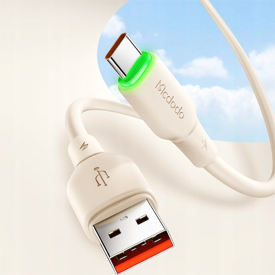 Mcdodo LED USB 2.0 Kabel USB Typ-C männlich - USB-A 100W PD Beiges 1,2 m CA-4750