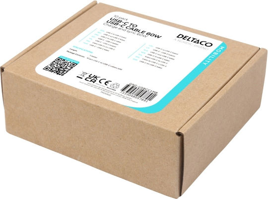 Deltaco USB Typ-C Kabel USB-C Männlich - USB-C Schwarzes 1m