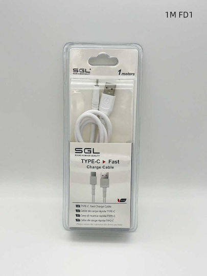 SGL USB 2.0 Cable USB-C male - USB-A Λευκό 1m 099347