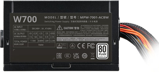 CoolerMaster Elite Nex White 700W Black Computer Power Supply Full Wired 80 Plus Standard