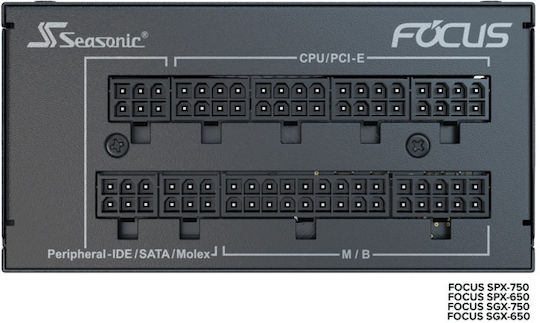 Seasonic Focus SGX 750 750W Μαύρο Τροφοδοτικό Υπολογιστή Full Modular 80 Plus Gold