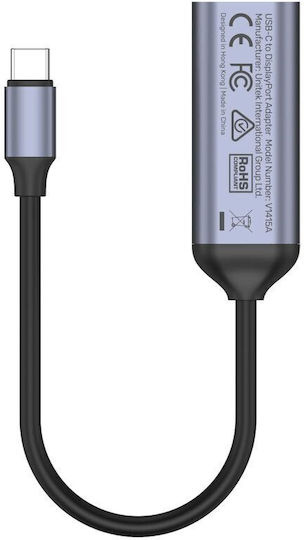 Unitek Μετατροπέας USB-C male σε DisplayPort female Γκρι 1τμχ V1415A