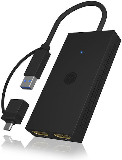 Icy Box Konverter USB-A / USB-C männlich zu HDMI 2x weiblich 1Stück IB-SPL1029AC