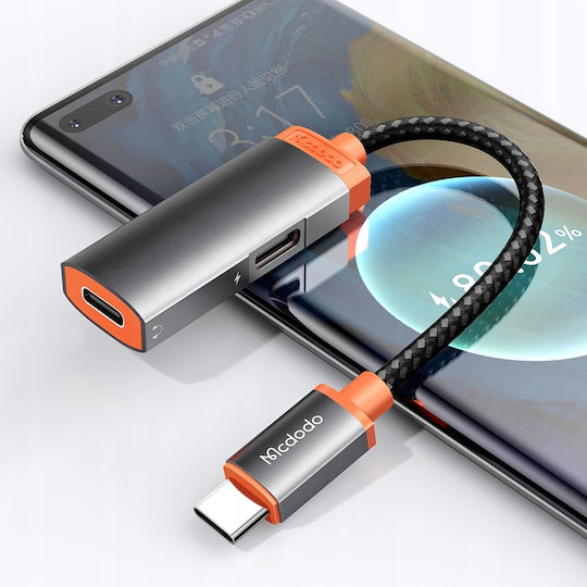 Mcdodo CA-0520 Конвертор USB-B / USB-C Мъжки в USB-B / USB-C Женски Сив