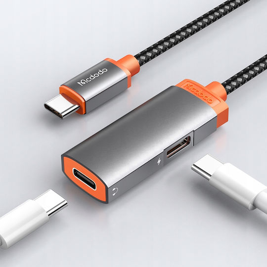 Mcdodo CA-0520 Конвертор USB-B / USB-C Мъжки в USB-B / USB-C Женски Сив