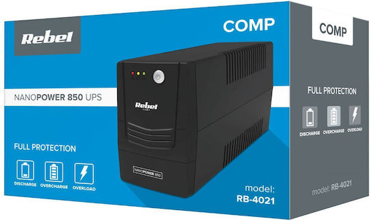 Rebel RB-4021 UPS Außerbetrieblich 850VA 480W mit 2 Schuko Steckdosen