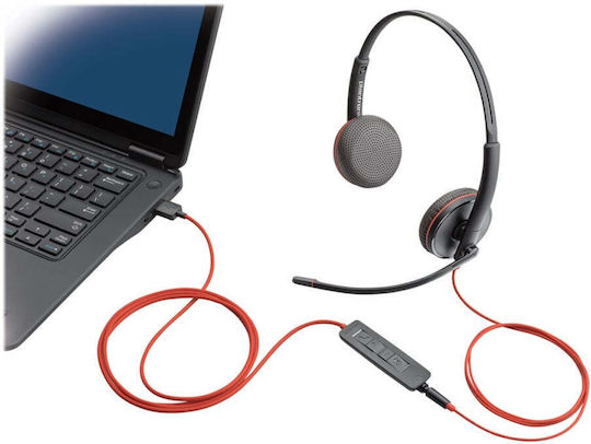 Plantronics Blackwire 3225 On Ear Multimedia Ακουστικά με μικρόφωνο και σύνδεση 3.5mm Jack / USB-A