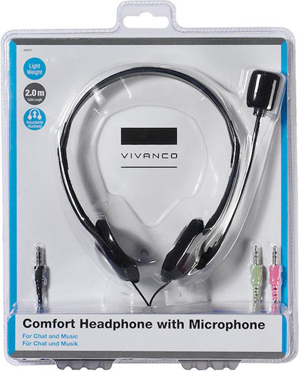Vivanco Basic RC 36651 Auf dem Ohr Multimedia-Headsets mit Mikrofon und Verbindung 3,5 mm Klinke in Schwarz Farbe