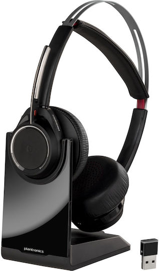 Voyager Focus UC with Microsoft Teams Ασύρματα Over Ear Multimedia Ακουστικά με μικρόφωνο και σύνδεση Bluetooth / USB-A