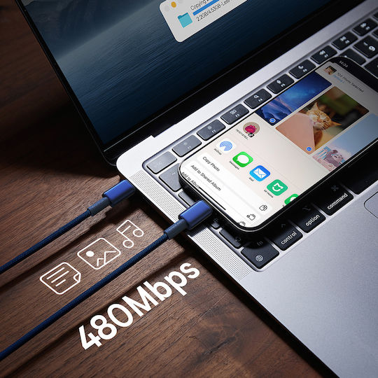 Baseus Tungsten USB 2.0 Kabel USB-C männlich - USB-C 100W PD Blau 1m P10319800321-03