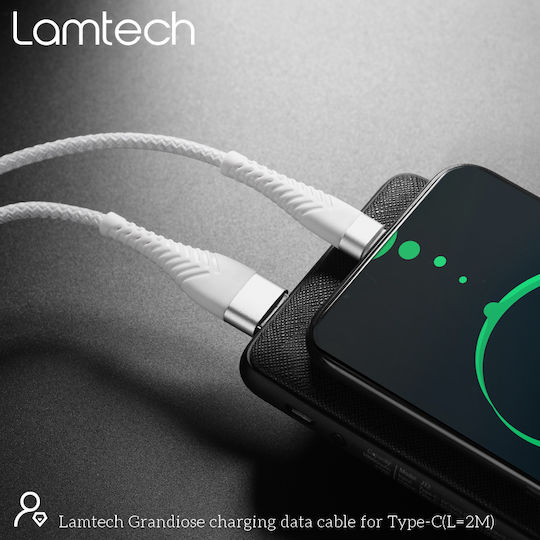 Lamtech USB 2.0 Cable USB-C male - USB-A 18W Λευκό 2m LAM450299